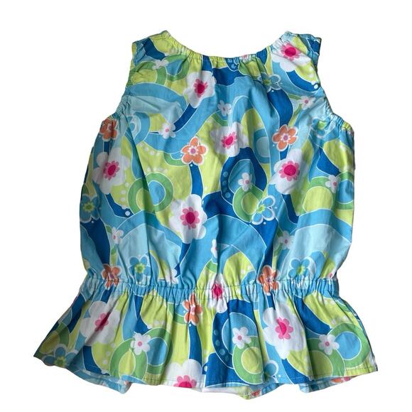 Gymboree Girls Size 8 Sleeveless Shirt Blue Green Rainbow Cabana Bow NWT - Picture 2 of 5